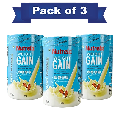 Patanjali Nutrela Weight Gain - Banana Flavor - 500g (pack of 3)