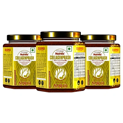 Patanjali Collagen Prash - Advanced Anti Ageing Formula for Men and Women - 400g (pack of 3)