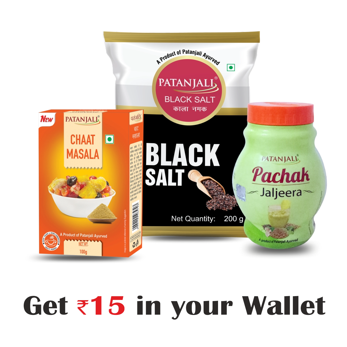 Combo- Kala Namak 250 gm+ Chaat Masala 100 gm+ Jaljeera 60 gm - Rs 15 Off