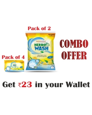 Herbal Wash Combo- Herbo Detergent Cake 250g(pack of 4)+Herbo detergent powder 2kg(Pack of 2)- Rs 23 Off